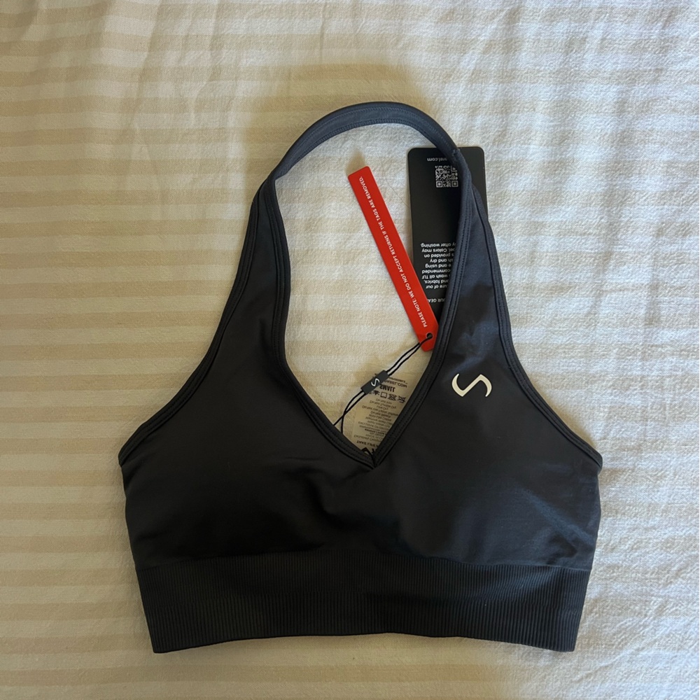 NWT TLF Charcoal Halter Sports Bra